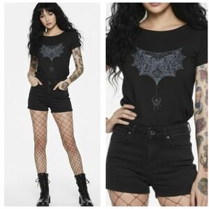 Black Spider Web Moth Tee Med